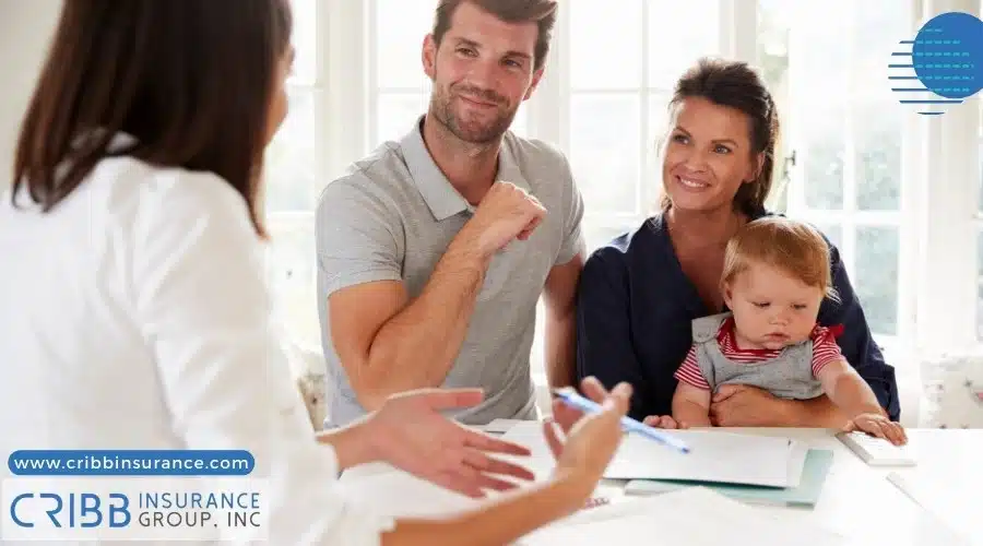 Family with life insurance securing financial future