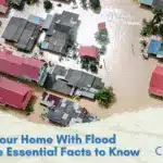 Flooded neighborhood showing flood damage