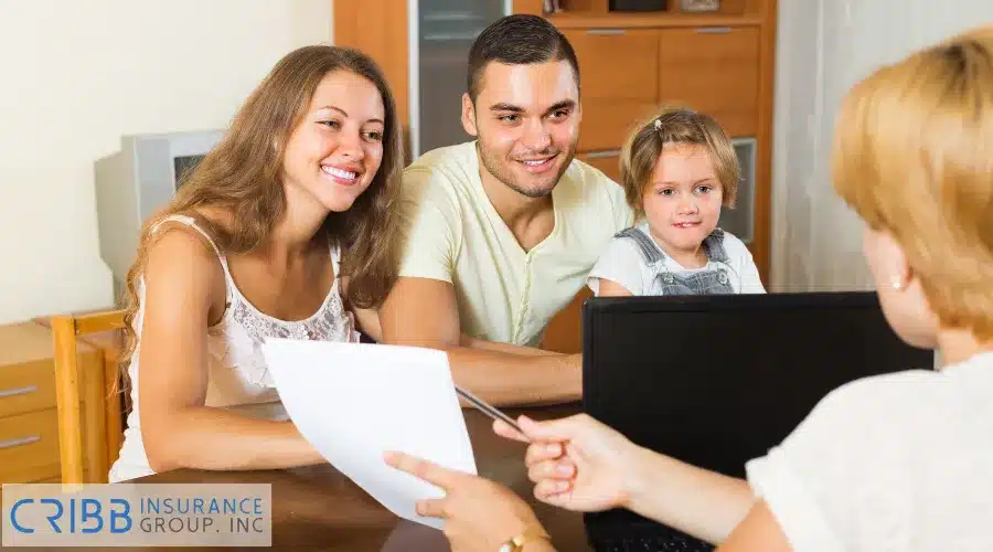 Insurance agent explaining flood insurance