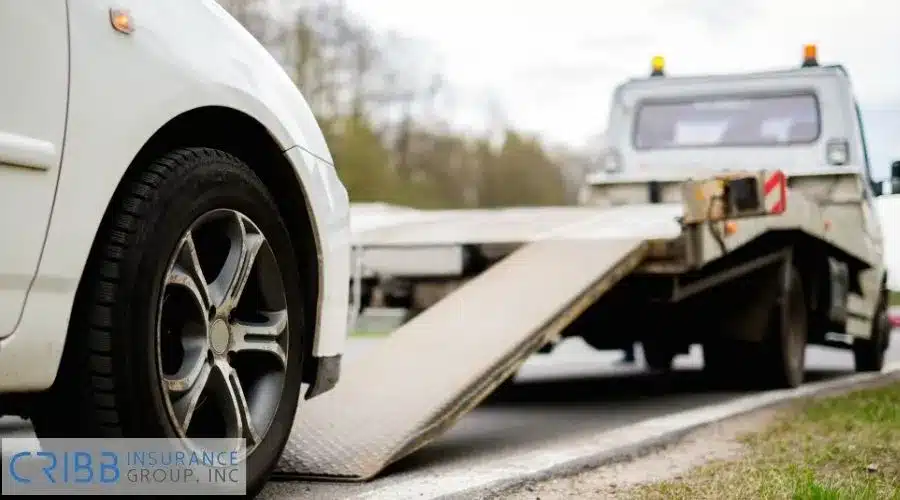 Tow truck providing emergency roadside assistance